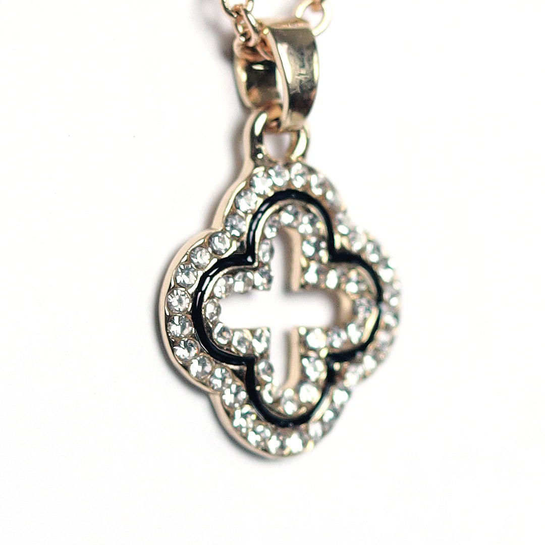 925 Sterling Silver Necklace with Cubic Zirconia Clover