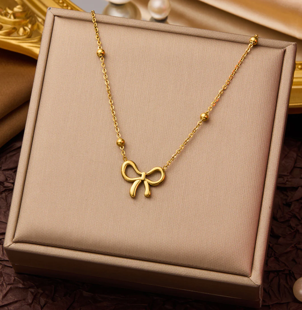 Gold Bow - Necklace